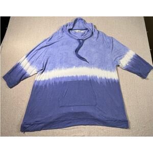 Koolaburra by UGG Women’s XL Blue White Tie-Dye Brushed-Back 3/4 Sleeve Pullover